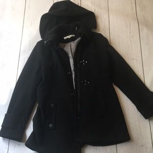 Kenneth Cole black hooded wool jacket